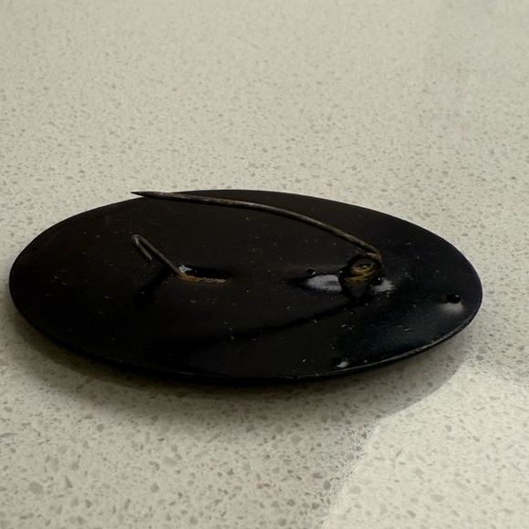 Vintage Brooch Pin Russian Hand Painted Lacquer Flowers Floral Oval - Picture 7 of 8